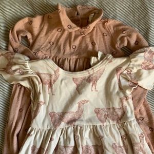 Two toddler Kate Quinn dresses and two diaper covers